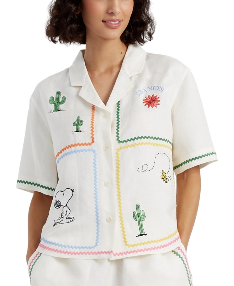 Chinti & Parker Women's Linen-Cotton Peanuts Vacation Shirt