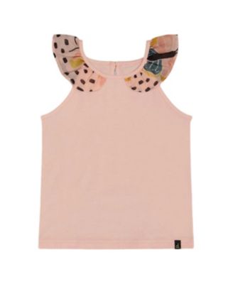 Deux par Deux - Girls' Organic Cotton Butterfly Tank Top with Frill - Little Kid