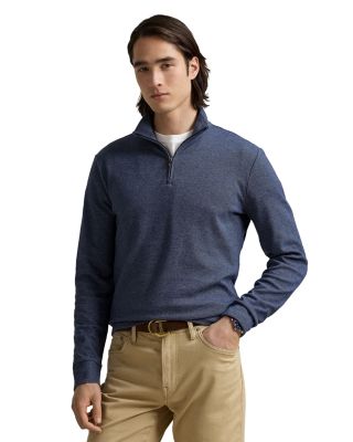 Luxury Double Knit Jacquard Quarter Zip Pullover