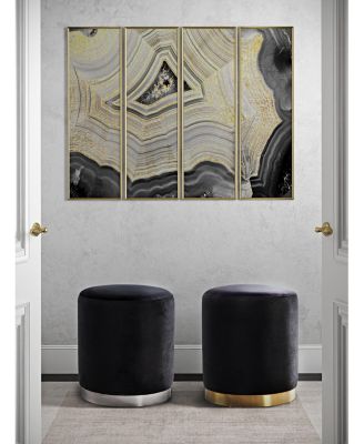  Opal Velvet Ottoman with Gold Base in Cream