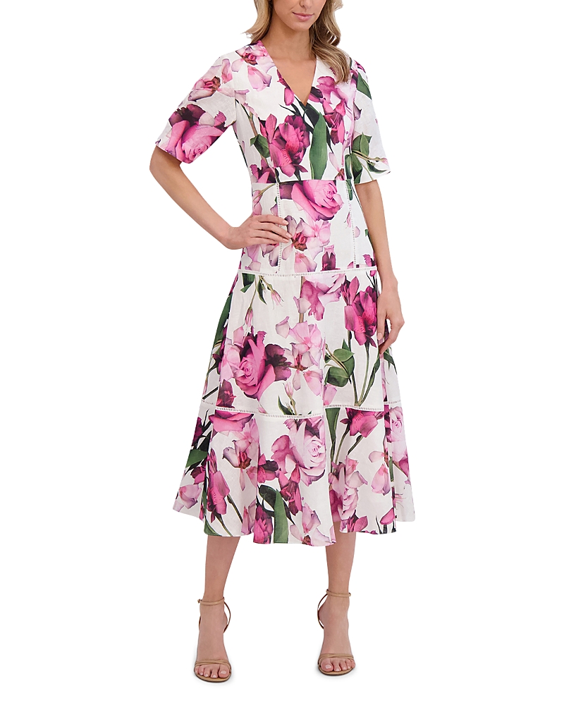 Ted Baker Short Sleeve V Neck Midi Dress