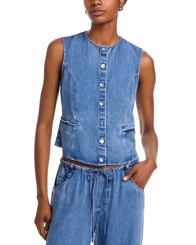 Bella Dahl Ball Dahl High Neck Vest In Blue