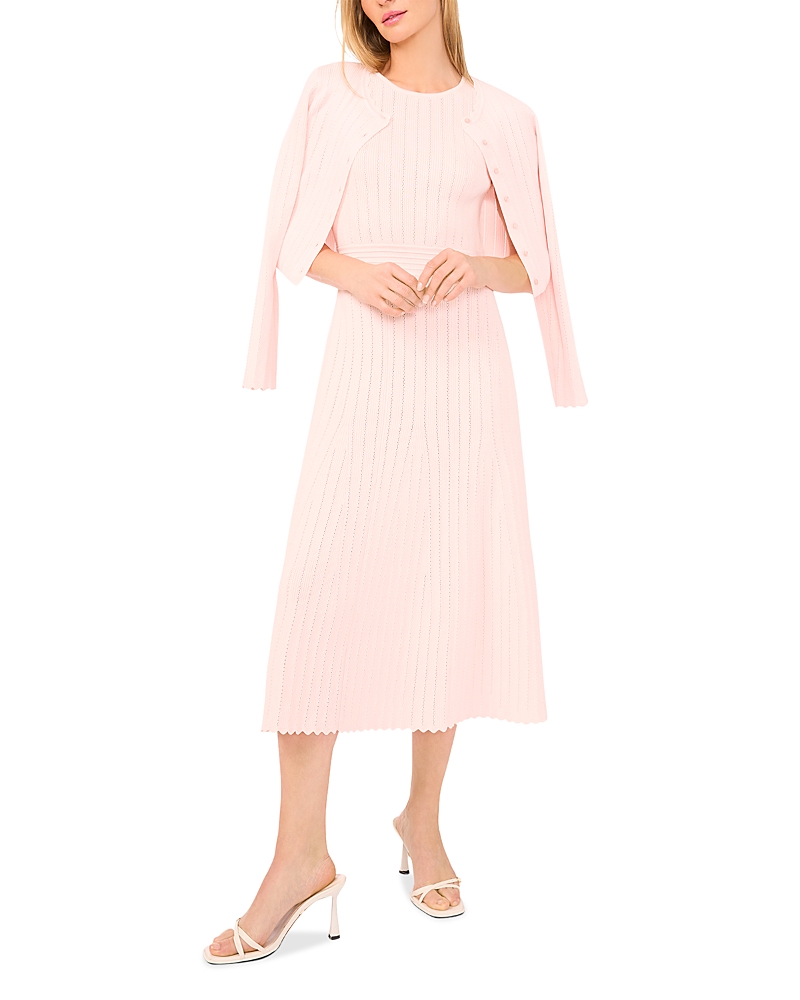 Ted Baker Sleeveless Round Neck Midi Dress with Pointelle and Rib