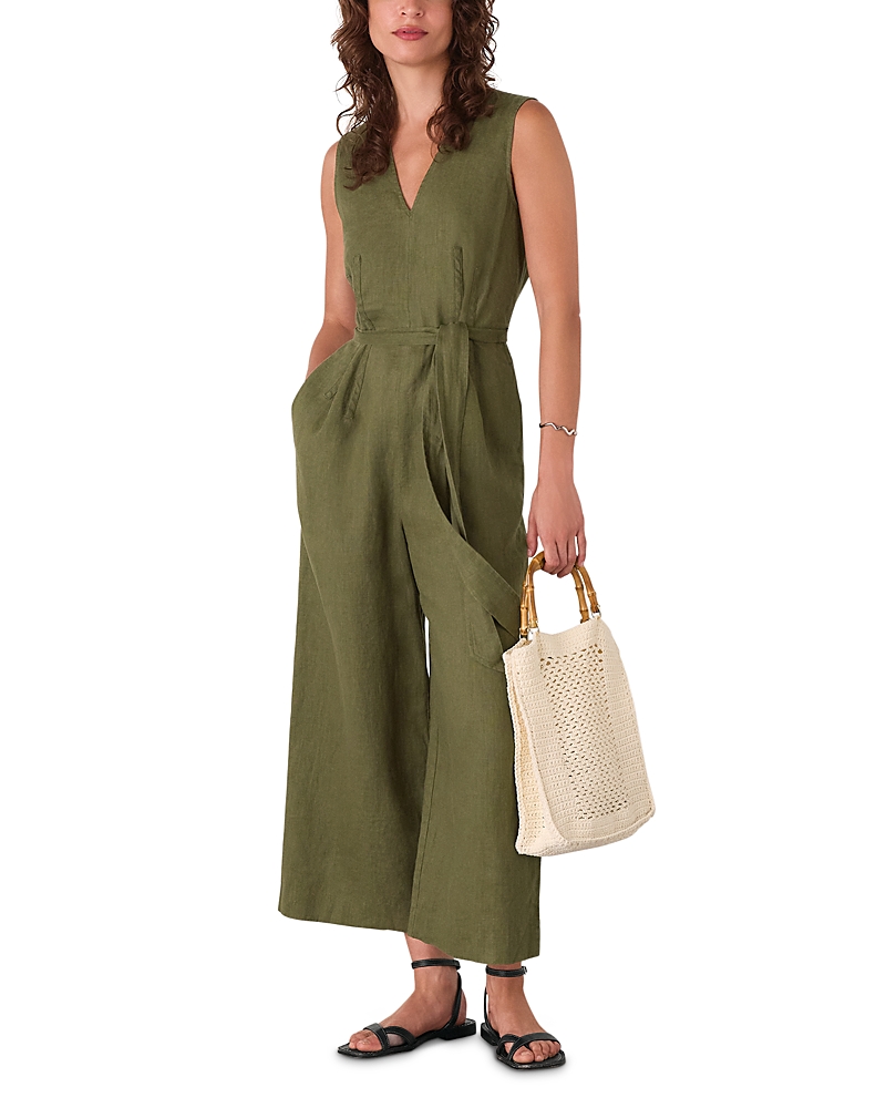 Whistles Petite Belted Seamed Linen Jumpsuit