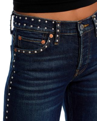 Studded Mid Rise Wide Leg Jeans in Barely Worn Stud