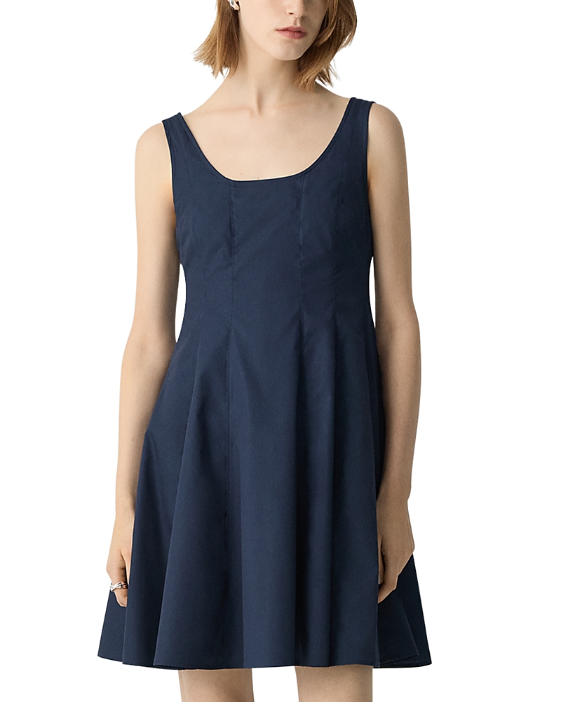 Theory Sleeveless Fit-and-flare Dress In Sleek Poplin