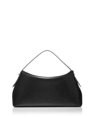 T-Lock Smooth Leather Convertible Top Handle Bag in Black