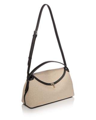 T-Lock Canvas Convertible Top Handle Bag in Ecru/Black
