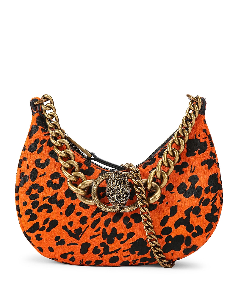 Kurt Geiger Small Chelsea Chain-embellished Leopard-print Shoulder Bag In Orange