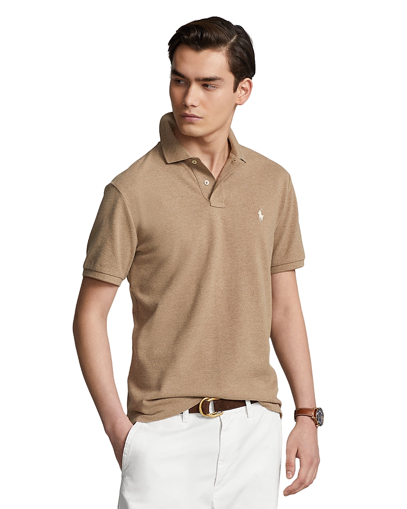 Polo Ralph Lauren Custom Slim Fit Mesh Polo Shirt In Brown