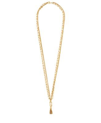 Sync Golden Brass Long Necklace