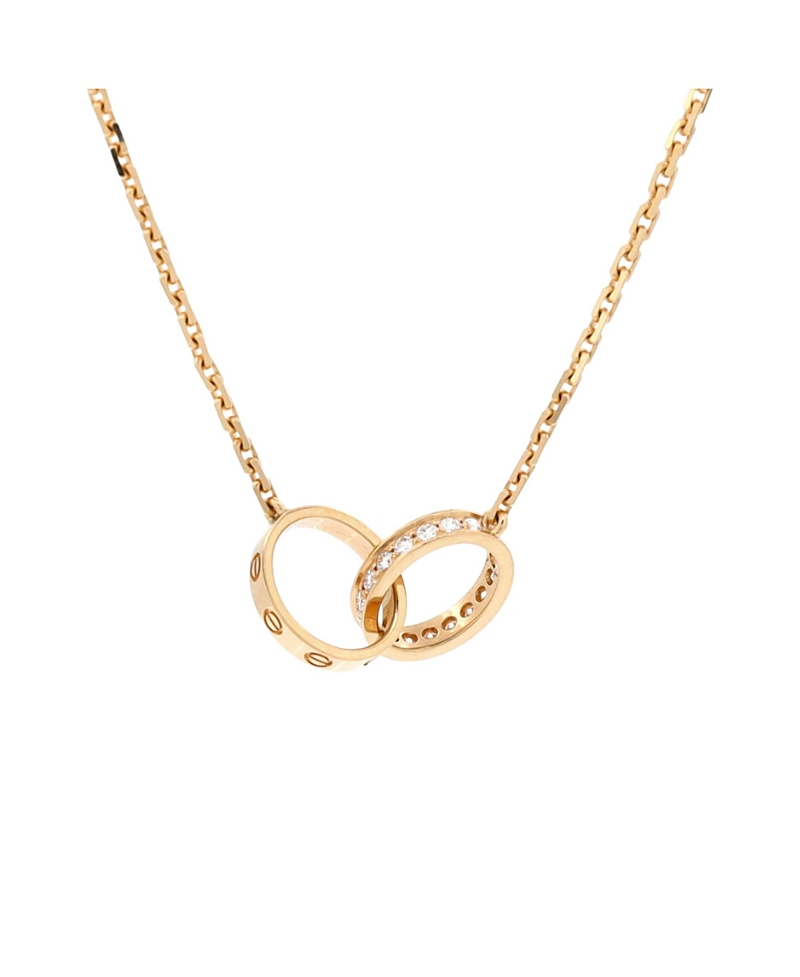 Pre-owned Pre-owned Cartier Cartier Love Interlocking Necklace 18k Gold And Diamonds
