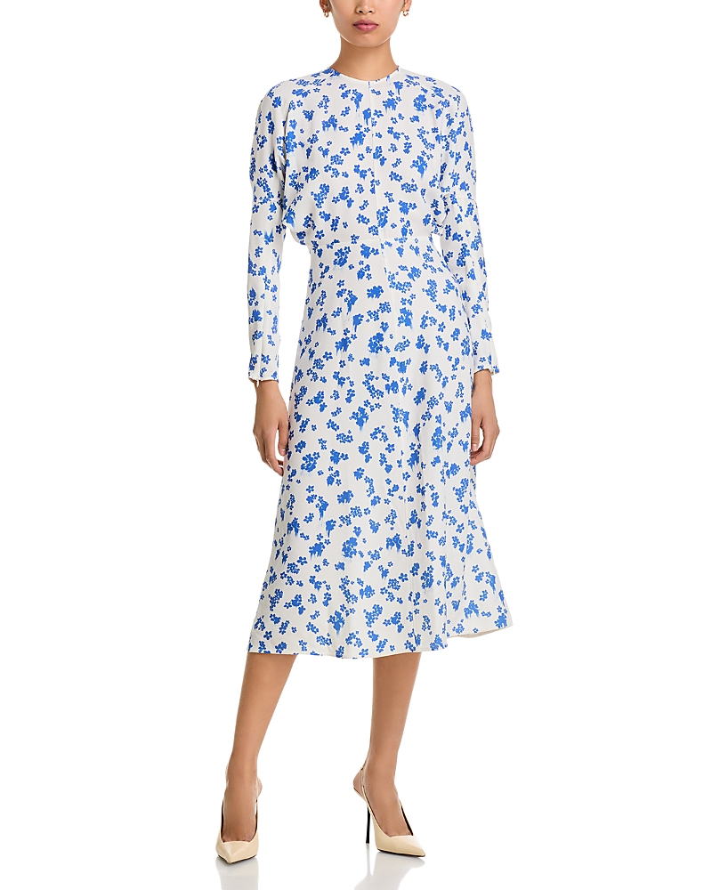 Victoria Beckham Printed Dolman Sleeve Midi Dress - Exclusive In Blue