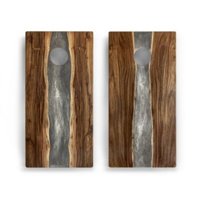 2ft x 4ft River Epoxy Resin with Live Edge Acacia Pathfinder ART Cornhole Boards