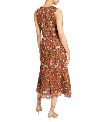 Carma Sleeveless Midi Dress in Floral Crinkle Georgette
