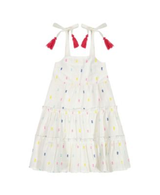 Mer St. Barth - Girls' Bella Shoulder Tie Confetti Swiss Dot Sundress - Little Kid, Big Kid