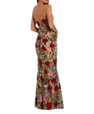 Floral Embroidered Off The Shoulder Gown