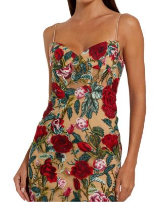 Floral Embroidered Off The Shoulder Gown