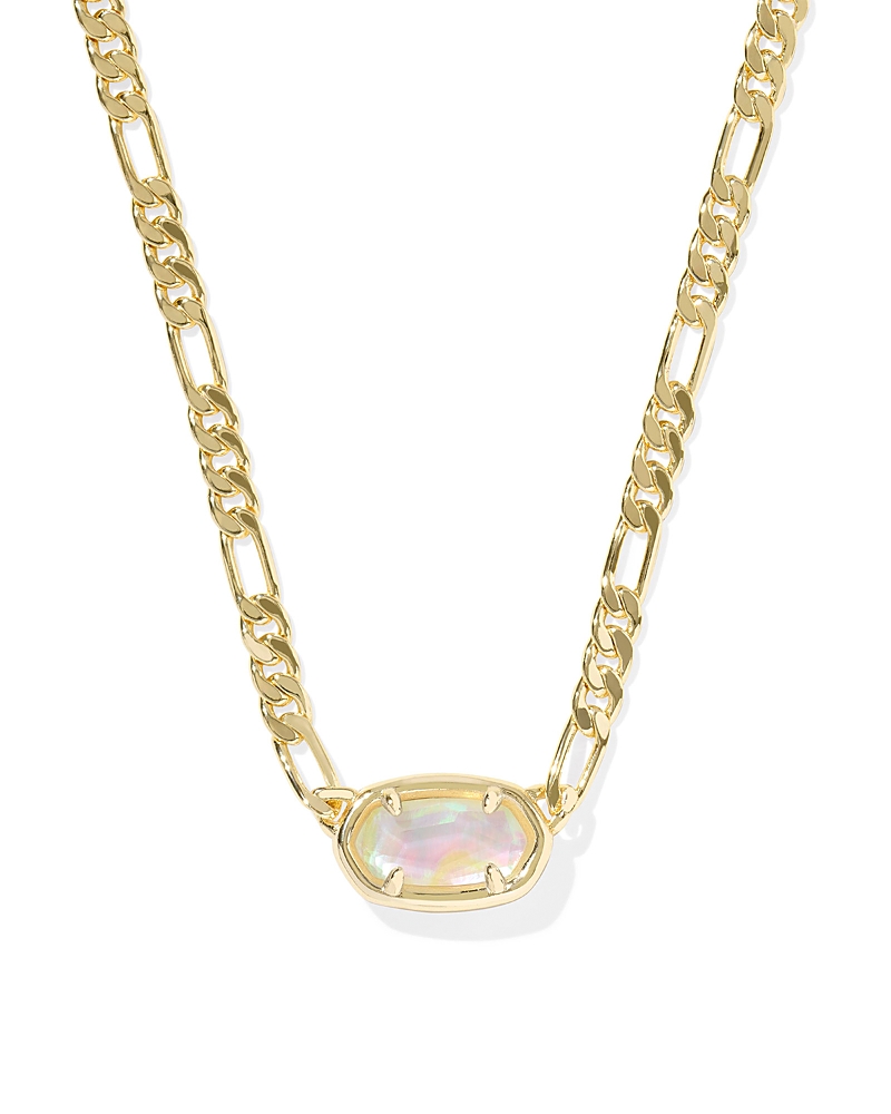 Kendra Scott Elisa Mother-of-pearl Figaro Chain Pendant Necklace In Gold
