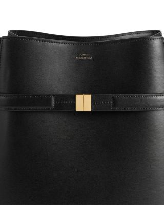 Belted Smooth Leather Bucket Bag