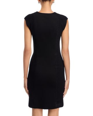 Split Neck Mixed Media Mini Dress