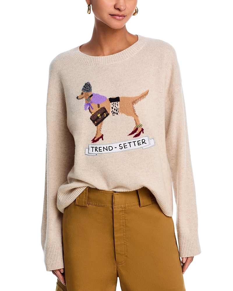 Aqua X Angelica Hicks Cashmere Graphic Sweater - Exclusive In Neutral
