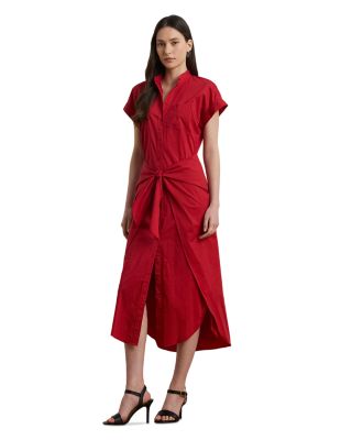 Ralph Lauren - Tie Front Cotton Blend Shirtdress
