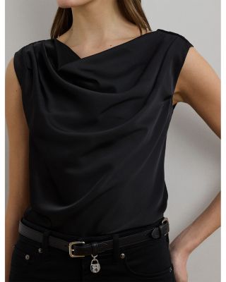 Satin Charmeuse Off-The-Shoulder Blouse