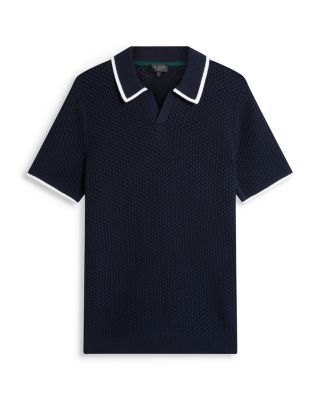 Sachair Textured Knit Open Neck Polo