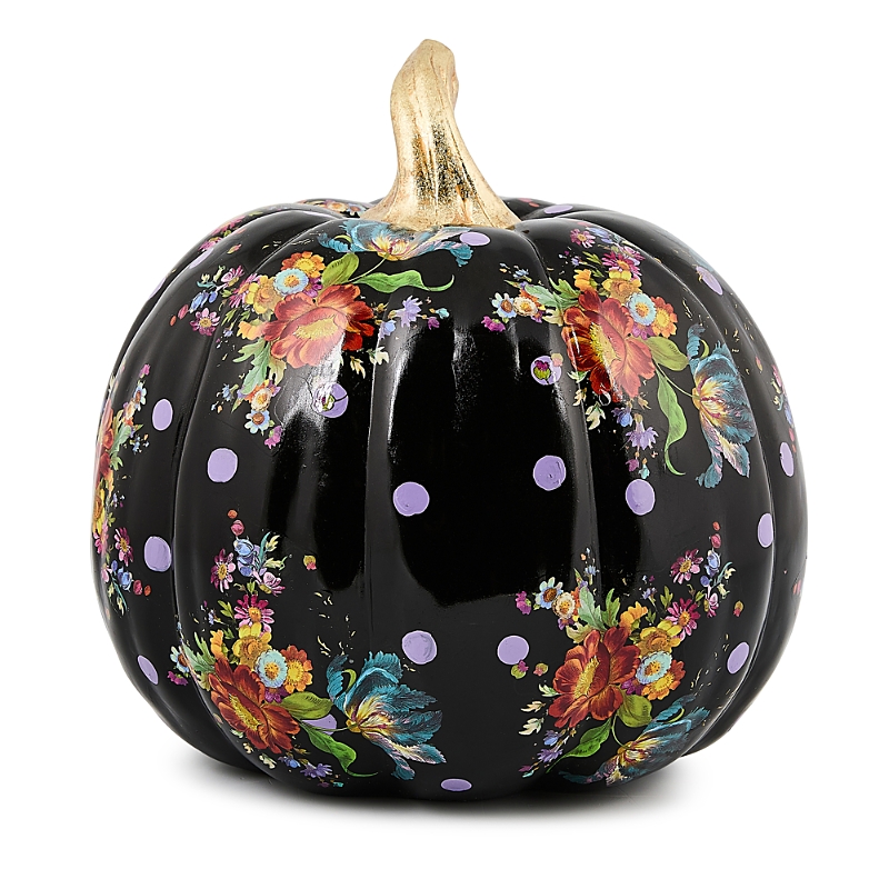Mackenzie-childs Black Flower Market Medium Pumpkin In Black