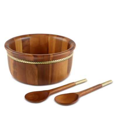 Nambé - Braid Gold Round Salad Bowl & Servers