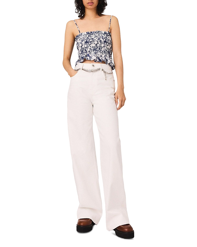 Maje High Waisted Wide Leg Jeans In Neutral