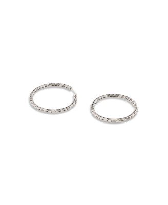 Sterling Silver Carved Chain Hoop Earrings