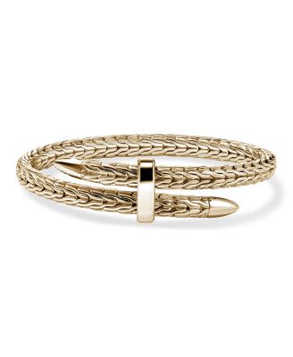 14K Yellow Gold Spear Flex Cuff Bypass Bracelet