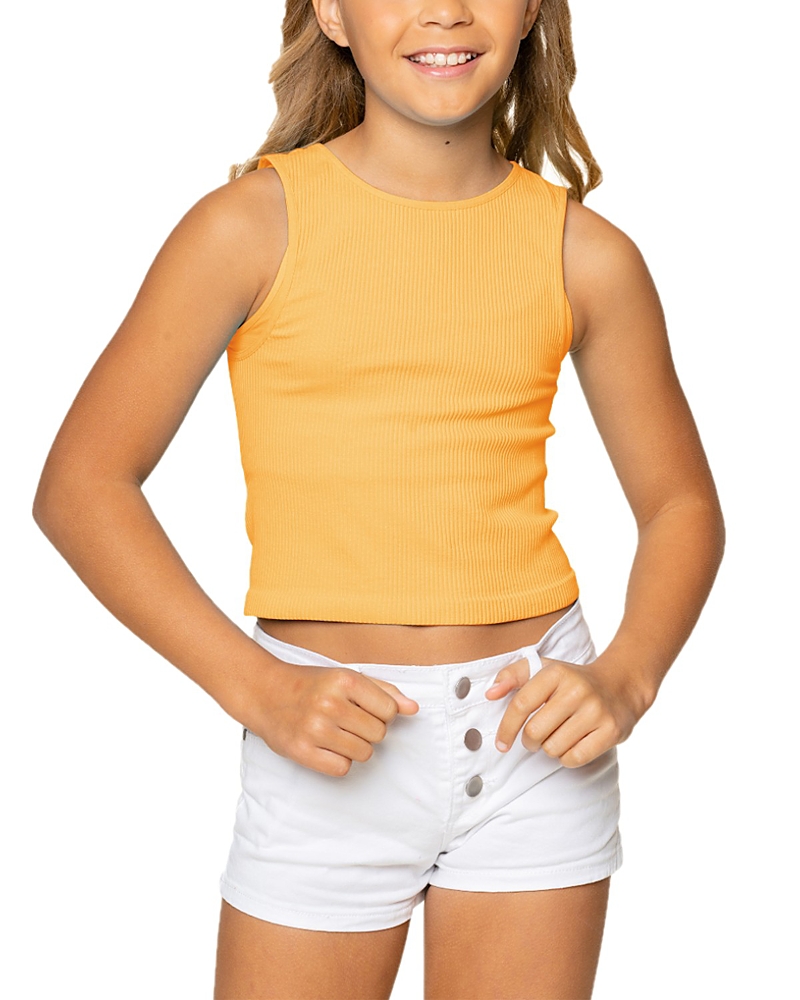 Malibu Sugar Girls' Ribbed Crop Sports Tank Top - Big Kid
