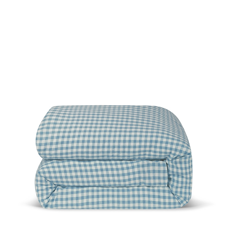 Piglet In Bed Gingham Linen Duvet Cover, Queen