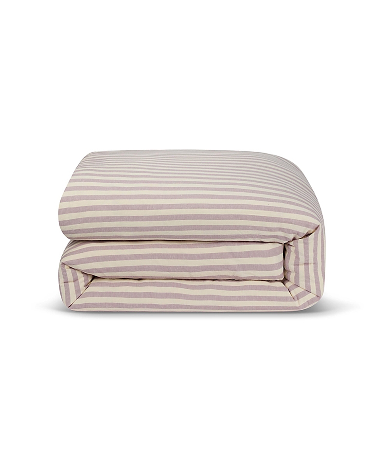 Piglet In Bed Pembroke Stripe Linen Blend Duvet Cover, Queen In Gray