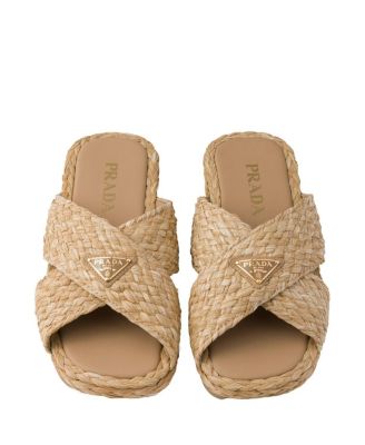  Women's Raffia Crisscross Slides