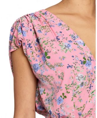 TALIA Cap Sleeve Midi Dress in Stretch Floral Print