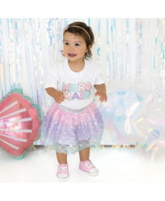 Girls' Mermaid Patch Short Sleeve Romper - Baby