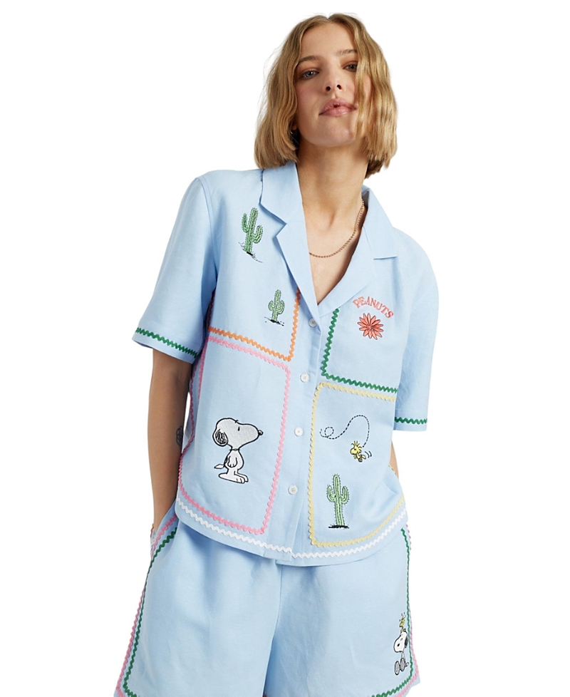 Chinti & Parker Women's Linen-Cotton Peanuts Vacation Shirt