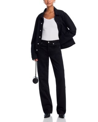 Zipper Back Carpenter Jeans in Rinsed Black