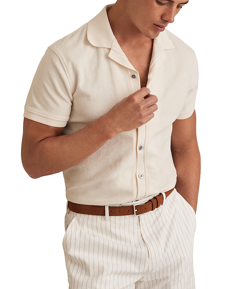 Reiss Short Sleeve Terry Camp Shirt In Neutral