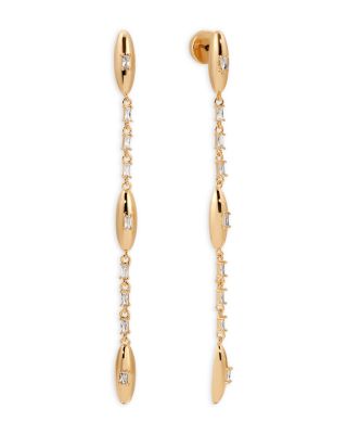 Ettika - Baguette Cubic Zirconia Oval Dome Linear Drop Earrings