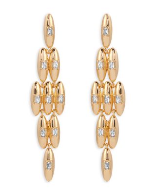 Baguette Cubic Zirconia Oval Dome Statement Earrings