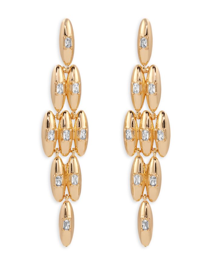 Baguette Cubic Zirconia Oval Dome Statement Earrings