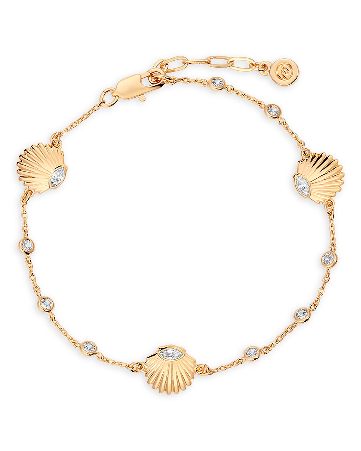 Ettika Santorini Cubic Zirconia Shell Ankle Bracelet