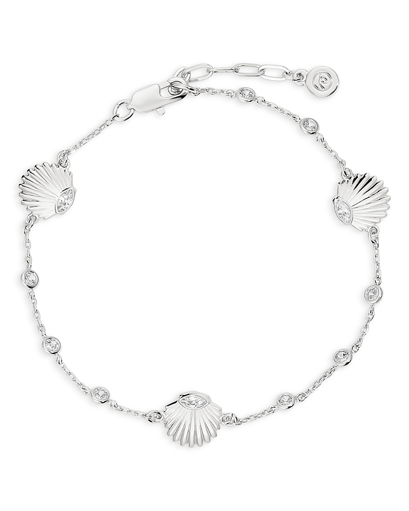 Ettika Santorini Cubic Zirconia Shell Ankle Bracelet In Metallic