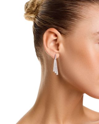 Diamond Triple Row Drop Earrings in 14K White Gold, 2.50 tcw