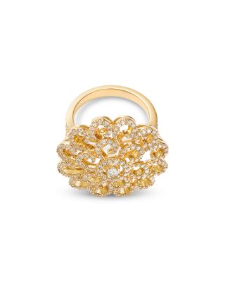 Diamond Flower Statement Ring in 14K Yellow Gold, 1.0 tcw